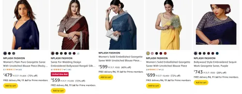 Image of NPLASH FASHION women's saree starting @ ₹479