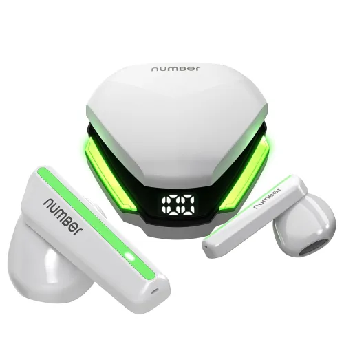 Image of Number Super Buds 111 Earbuds (White Neon)
