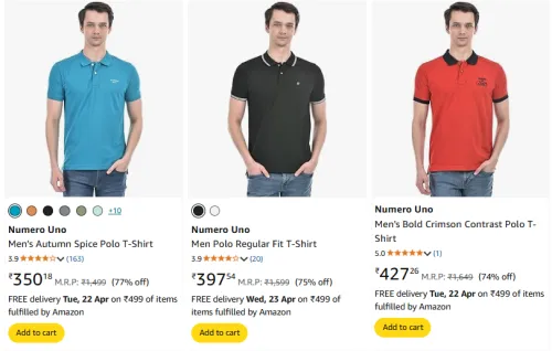 Image of Numero Uno Men's T-shirts at minimum 72% Off