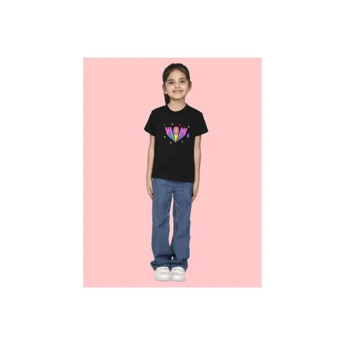 Image of Nusyl Girls Half Sleeves Wow Printed T-Shirt