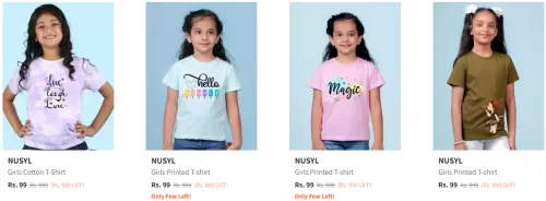 Image of Nusyl Kids T-shirts Staring at ₹99 Only