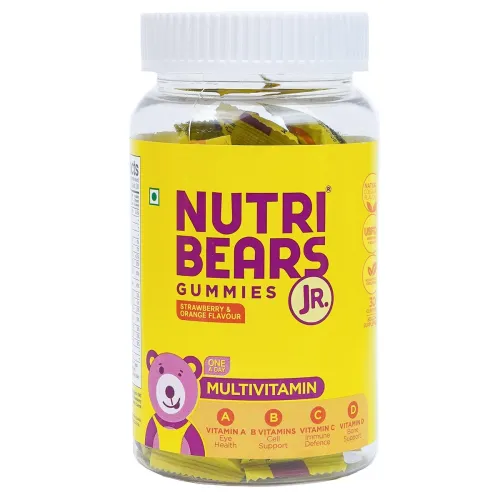 Image of NutriBears Kids Multivitamin Gummies with Vitamins A, C, B, D, and Zinc, 30 Gummy Chewable Bears