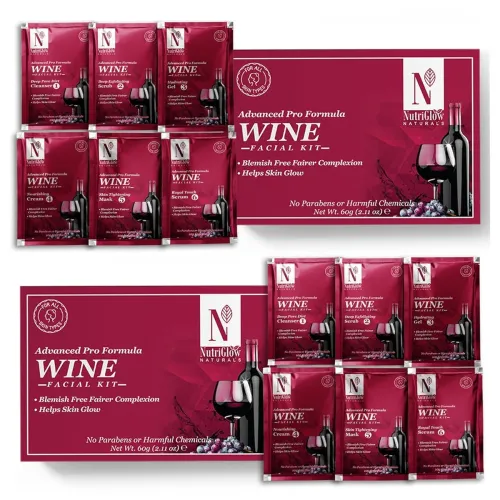 Image of NutriGlow Naturals Wine Facial Kit 10g × 6 Each (Pack of 2)