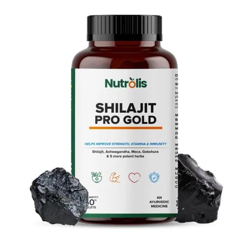 Image of Nutrolis Pure Himalayan Ayurvedic Shilajit Tablet with Better Absorption| Supports Muscle Growth (60 Tablet).
