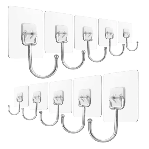 Image of NYALKARAN Heavy-Duty Double-Sided Adhesive Wall Hooks – Pack of 10