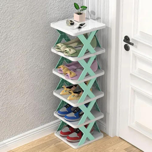 Image of NYALKARAN Plastic Shoe Rack for Home - Stackable Shoe Stand Organizer for Bedroom & Entryway