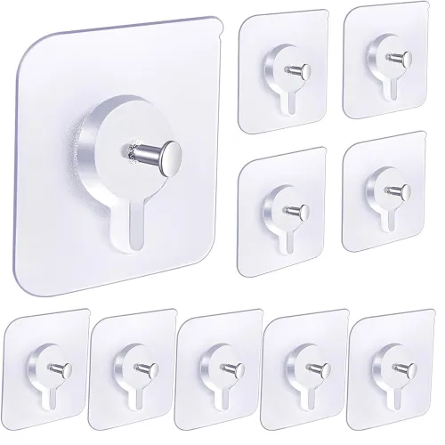 Image of NYALKARAN Transparent Double Sided Adhesive Wall Hooks Heavy-Duty Self-Adhesive Hooks