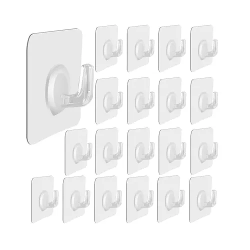 Image of NYALKARAN Transparent Double Sided Adhesive Wall Hooks 
