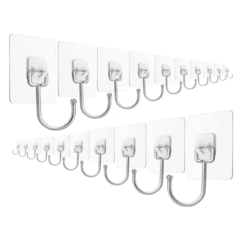 Image of NYALKARAN Transparent Double Sided Wall Hooks 30pcs