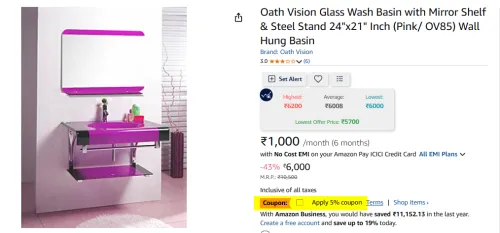 Image of Oath Vision Wall Hung Glass Basin Set