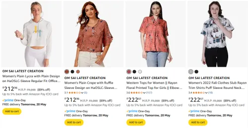 Image of OM SAI LATEST CREATION Women's Tops at minimum 80% Discount