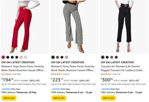 Image of OM SAI LATEST CREATION Women's Trousers at minmum 80% Discount