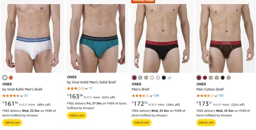 Image of ONE8 by Virat Kohli Men's Brief Starts @ ₹161