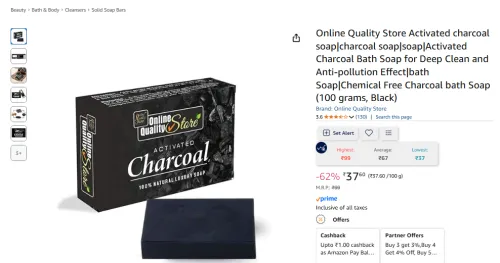 Image of Online Quality Store Activated charcoal soap