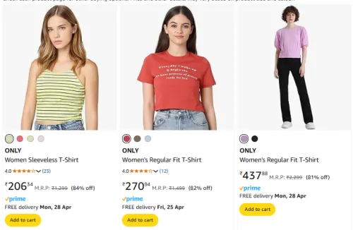 Image of ONLY Brand Women's Clothing @ Minimum 80% Discount