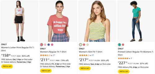 Image of ONLY Women's Fashion Clothing Minimum 80% Disocunt