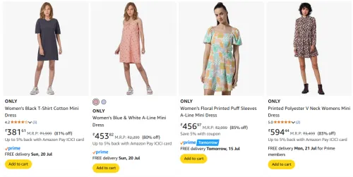 Image of ONLY Women's Dresses at minimum 80% Discount