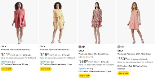 Image of ONLY Women's Dresses at minnimum 75% Discount