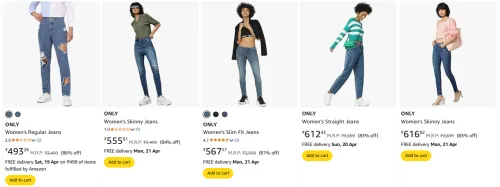 Image of ONLY Women's Jeans at minimum 80% Off