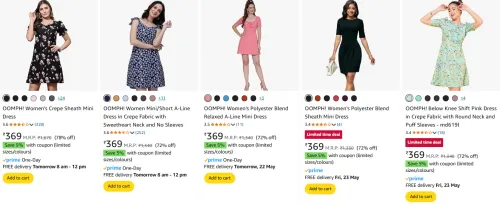 Image of OOMPH Women's dresses at minimum 70% Discount