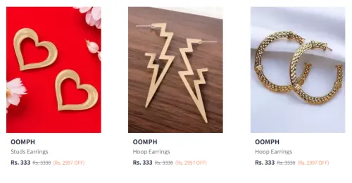 Image of OOMPH Women's Earrings at Minimum 90% Discount