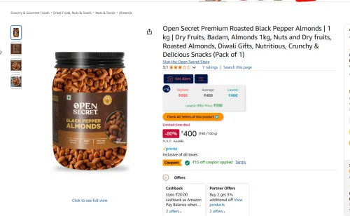 Image of Open Secret Black Pepper Almonds, 1kg.