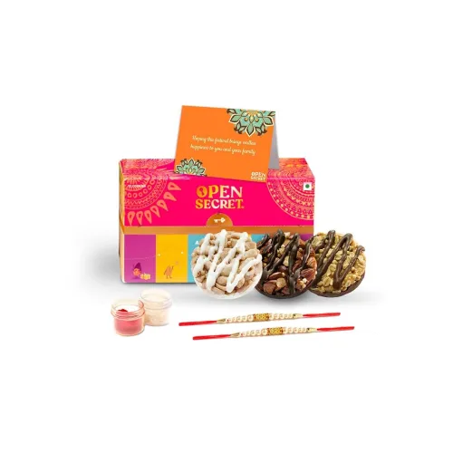 Image of Open Secret Holi Gift Box | Combo of 4 Cookies Gift Hamper with Festive Card