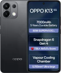 OPPO K13 5G with 7000mAh and 80W SUPERVOOC Charger In-The-Box (Prism Black, 256 GB) (8 GB RAM)