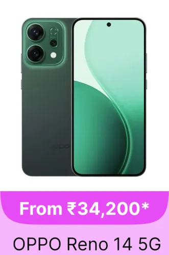 Image of OPPO Reno14 5G @ ₹34200 on Flipkart GOAT Sale