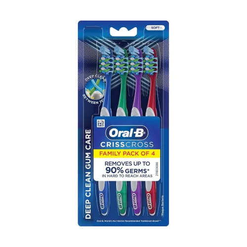 Image of Oral B Criss Cross Gum Care Manual Toothbrush, Family pack of 4