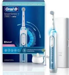 Oral-B Smart 7, 5 Brush Modes, 2 Min Timer, Bluetooth, Pressure Sensor,Rechargeable Electric Toothbrush (White & Blue)