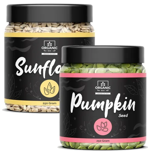 Image of Organic Box Raw Pumpkin Seeds - 250g and Sunflower Seeds - 250g