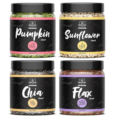 Image of Organic Box Raw Super Seeds Combo 1 KG – Pumpkin, Sunflower, Chia & Flax Seeds (250 g Each)