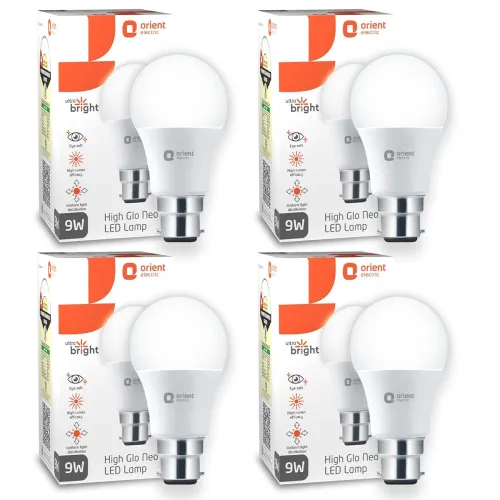 Image of Orient Electric 9W High Glow LED bulb Voltage surge protection up to 4 kV Made in India| Pack 4