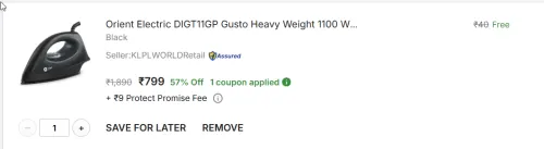 Image of Orient Electric DIGT11GP Gusto 1100W Iron