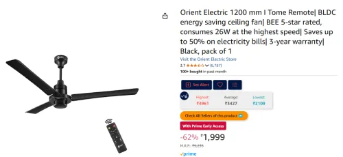 Image of Orient Electric 1200 mm I Tome Remote| BLDC energy saving ceiling fan