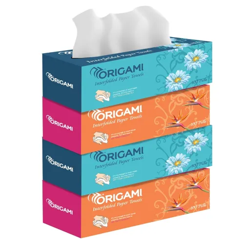 Image of Origami 1 Ply Paper Napkins Pull Box | Pack of 4 (100 Pulls Per Box, 400 Sheets)