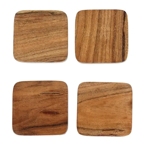 Image of ORMEE Wooden Coasters Set of 4 for Dining Table