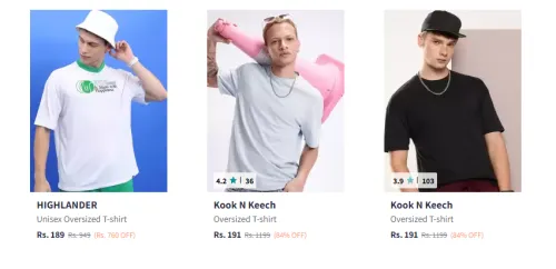 Image of OverSized Men's Tshirts From ₹189