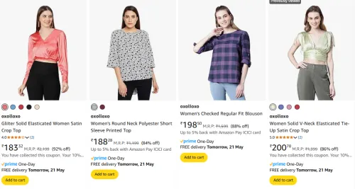 Image of Oxolloxo Women's Tops at minimum 80% Discount