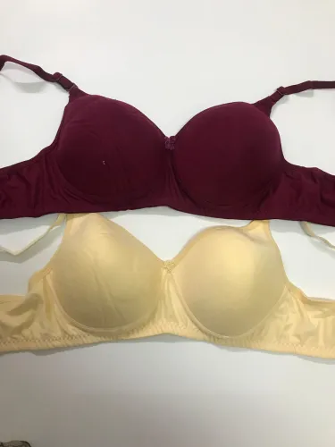 Image of Pack of 2 Women T-Shirt Heavily Padded Bra (Maroon)