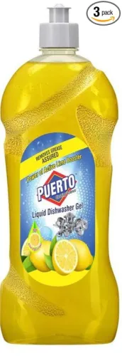 Image of Puerto Dishwash Gel Refill Can, (Lemon) - 500 ml (Pack of 3)