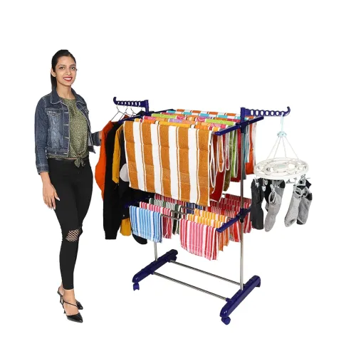 Image of Paffy Premium 2-Layer Foldable Clothes Drying Stand with Wheels & 14 Hanger Rods