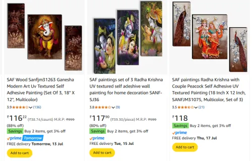 Image of Painting Pack of 3 Start from ₹116