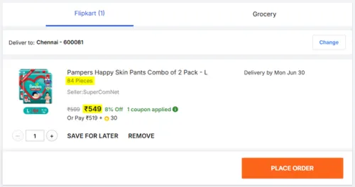 Image of MRP Error | Pampers L-size Diapers 84 Pcs @ ₹549