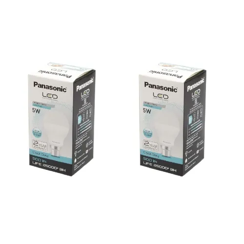 Image of Panasonic 5W B22 LED Cool Day Light Bulb, Pack of 2