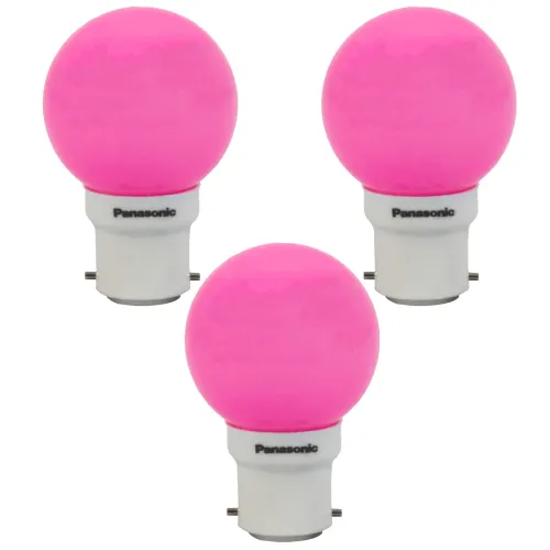 Image of Panasonic B22 LED Pink Night Light Bulb (0.5 W, 92853PN-pk3) - Pack of 3