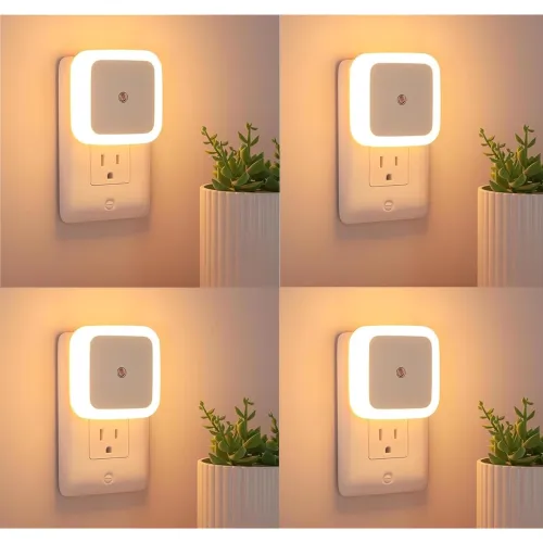 Image of PANCA Set of 4 Auto Sensor LED Light for Bedroom Day/Night Side Table Lamp Auto On/Off LED Light(Warm White)