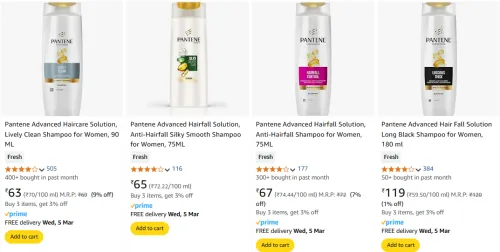 Image of Pantene (shampoo & Conditioner Starting at ₹63
