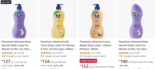Image of Parachute Advansed Deep Nourish Body Lotion Starting at ₹127 @ #Amazon